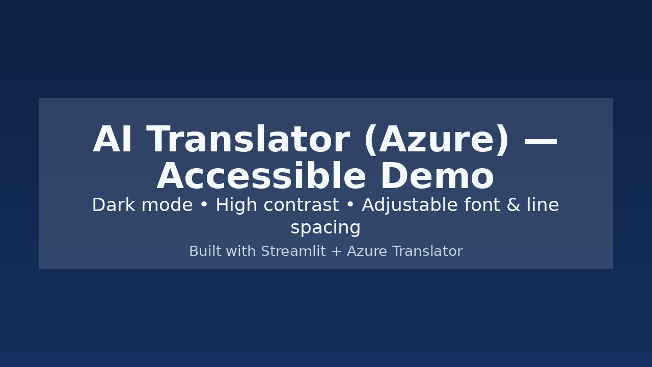 AI Translation Tool (Azure) – Accessible Demo